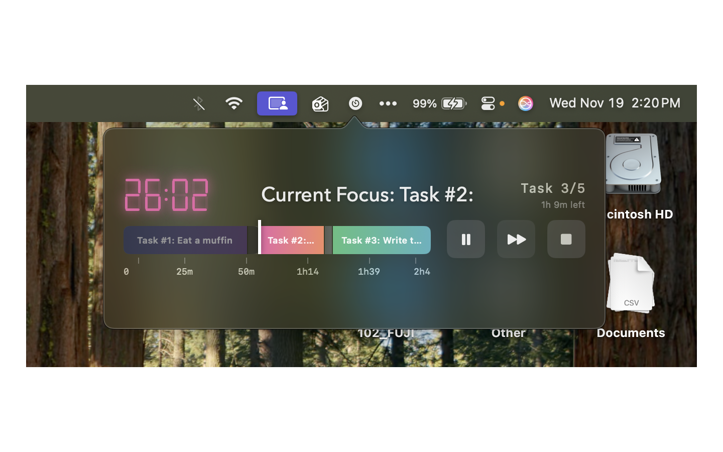 TaskPipeline focused task view